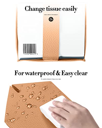 Tissue Box Cover, Jeethemy Square PU Leather Tissue Box Holder, Modern Tissue Case Facial Paper Organizer Dispenser,5X5X5'',Single Brown - color: Single Brown