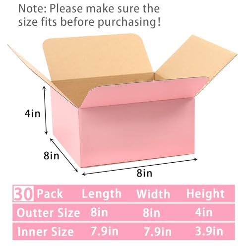 Pink Shipping Boxes Medium 8x8x4 Inches, 30 Pack Corrugated Cardboard Boxes for Packaging Small Business Mailing - color: Pink, size: 8x8x4 Inch