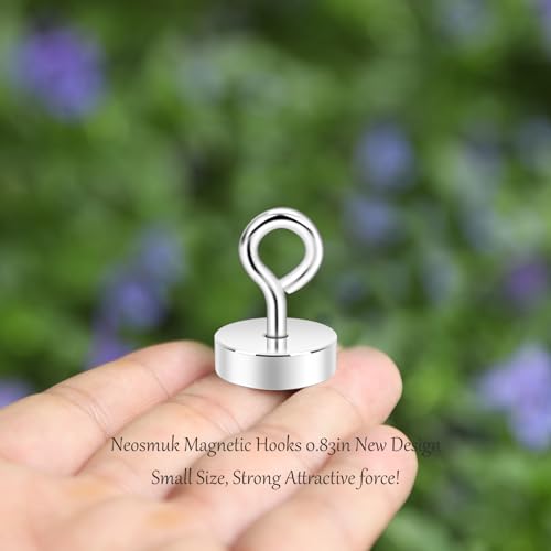 Neosmuk Magnetic Eye Bolt Hooks, 40lb Cruise Cabin Hooks, Silver 6 Pack - size: 40lb