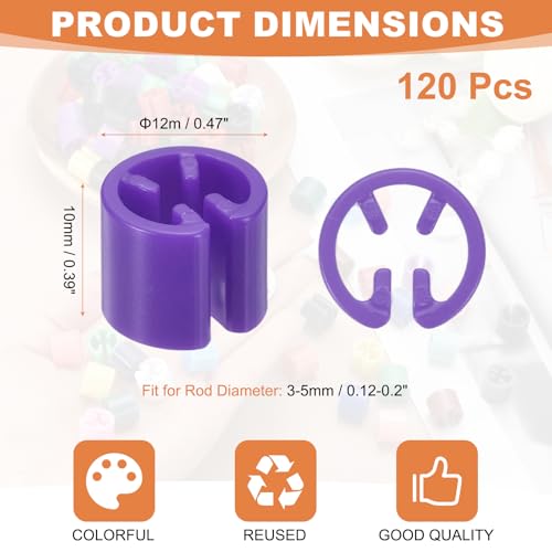 uxcell 120Pcs Clothes Hanger Size Markers,Fit 3-5mm Rod Tags,Purple - color: Purple