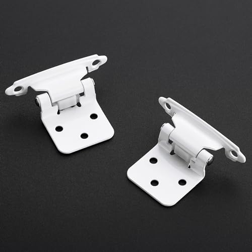 10 Pack 5 Pair White Cabinet Hinges, 1/2" Overlay Semi-Concealed Hinges - color: White, size: 1/2" Overlay