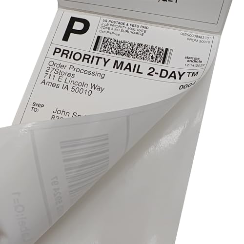 4x6 (100x150mm) Fanfold Direct Thermal Shipping Labels, 8 Stacks / 4000 Labels – Perforated, Compatible with Zebra, Rollo, UPS, FedEx - size: 8 Stacks | 4000 Labels