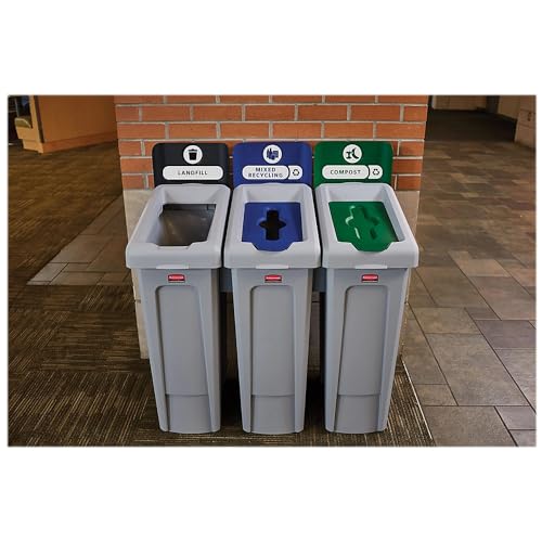 Rubbermaid Commercial Products Slim Jim Recycling Station, Mixed, 23 Gal - size: 23G