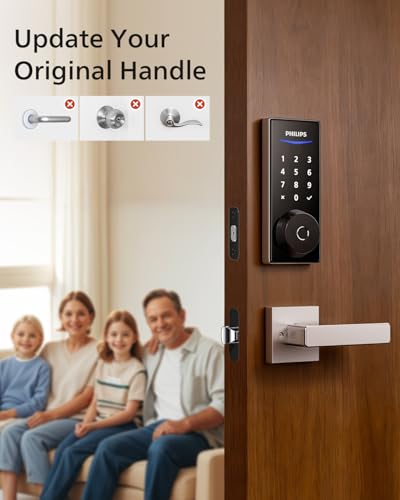 Philips Smart Deadbolt Lock with 2 Lever Handle, Keypad Front Door Lock Set - color: Nickel, style: Smart Lock Set