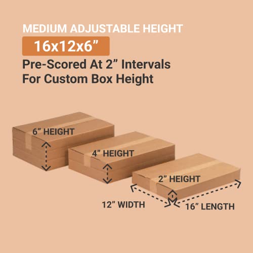 BOX USA Moving Boxes Large 16"L x 12"W x 6"H 25-Pack - Corrugated Cardboard Box for Shipping, Mailing, Packing, Packaging and Storage