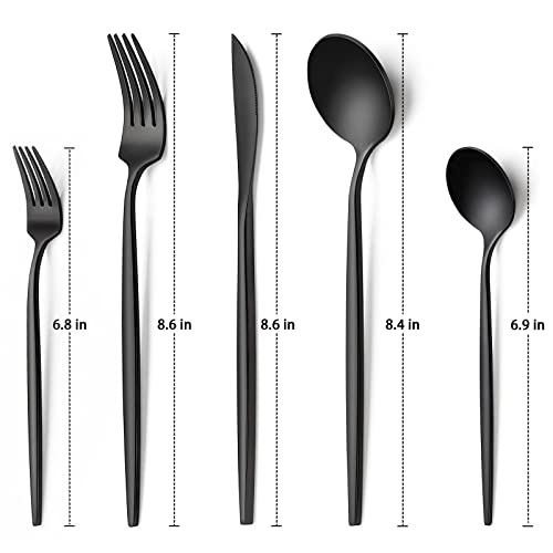 30-Piece Black Silverware Set, Flatware Set for 6, Food-Grade Stainless Steel Tableware Cutlery Set, Utensil Sets Kitchen Cutlery for Home Office Restaurant Hotel - color: Black 30 Pcs