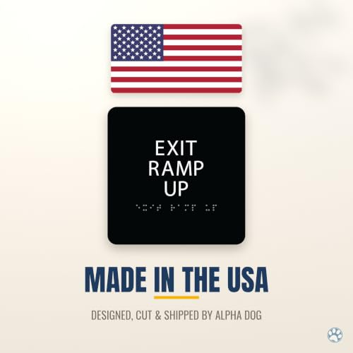 Alpha Dog Exit Ramp Up Sign, 6x6 ADA Braille Sign, Blue - color: Blue, size: Exit Ramp Up