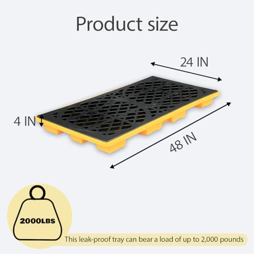 2 Drum Modular Platform Spill Containment Trays,48x24x4 Inch