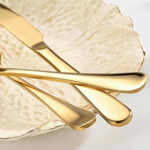 60 Piece Gold Silverware Set for 20, Stainless Steel Forks Spoons and Knives Set, Finish Gold Flatware, Dishwasher Safe for Family Picnics Daily Gatherings - color: Gold