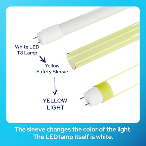 KASTLITE T8 LED Bulb & Safety Sleeve Combo, Yellow, 48", 4000K, 4-Pack - color: Yellow