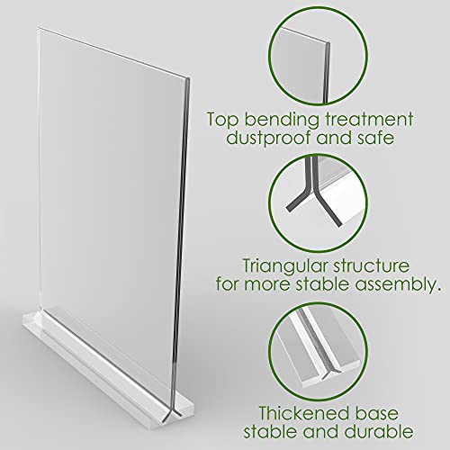 newnewshow Acrylic Sign Holder 5.5x8.5 Inch 3 Pack Vertical T Shape Double-Sided Desktop Display Holder. (Optional 8.5x11 8.5x5.5 5x7 Horizontal and Vertical) - size: 3 Pack 5.5x8.5