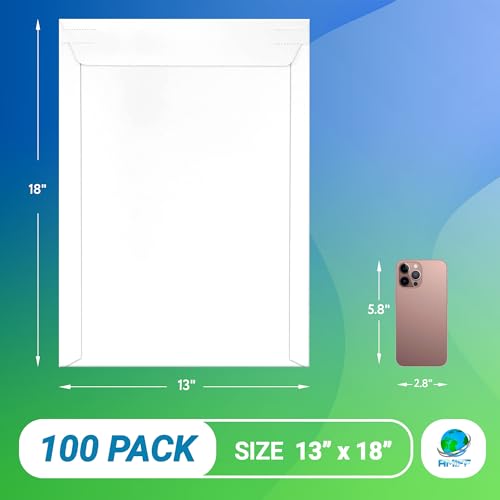 Rigid Mailers with Self-Seal, White 13 x 18 Inches, 100 Pack, 550 GSM Thick Paperboard Envelopes for Documents, Photos, CDs - color: White, size: 13" x 18" / 100 Pack