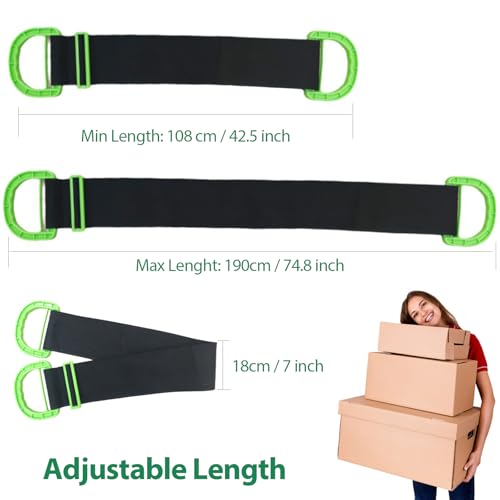 2Pack 1-Person Handle Moving Lifting Straps Support up to 660Lbs - color: Green-One Person Strap