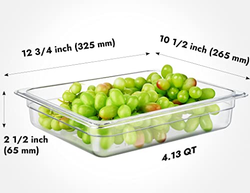 CURTA 6-Pack 1/2 Size 2.5" Deep NSF Polycarbonate Food Pans | Dishwasher & Freezer Safe Clear Container for Prep Tables, Buffet, Salad Bar, Commercial & Home Kitchen - color: 1/2 Size, size: 2-1/2" Deep