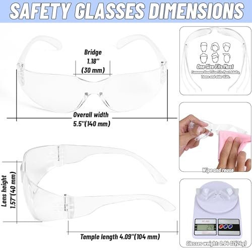 80 PCS Safety Glasses Bulk Unisex, Clear Safety Goggles with ANSI Z87.1 - color: Clear