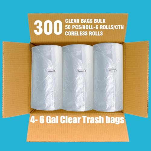 BEIDOU-PAC 4-6 Gallon Trash Bags, 300 Count Bulk, Clear Plastic Recycling Bags, Multi-purpose Garbage Bags for Business Home Bathroom Kitchen Commercial and Industrial - style: 4-6 Gallon |300 Count