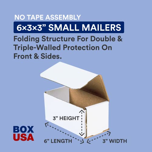 BOX USA Shipping Boxes Small 6"L x 3"W x 3"H, 50-Pack | Corrugated Cardboard Box Mailer for Packing, Moving and Storage 633 - size: 6x3x3