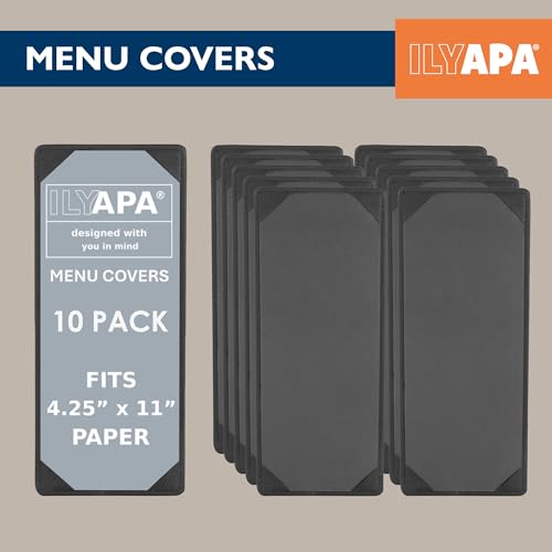 Ilyapa Vinyl Leather Menu Holder, 4.25x11 Inch - 10 Pack, Table Top Display - size: 4.25 x 11