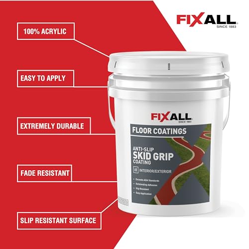 FIXALL Skid Grip Anti-Slip Coating, 5 Gallons, Slate, Exceeds ADA Standards, Ideal for Safety Areas, Slip-Resistant Pavement, Cement & Concrete Paint - color: Slate, size: 640 Fl Oz (Pack of 1)