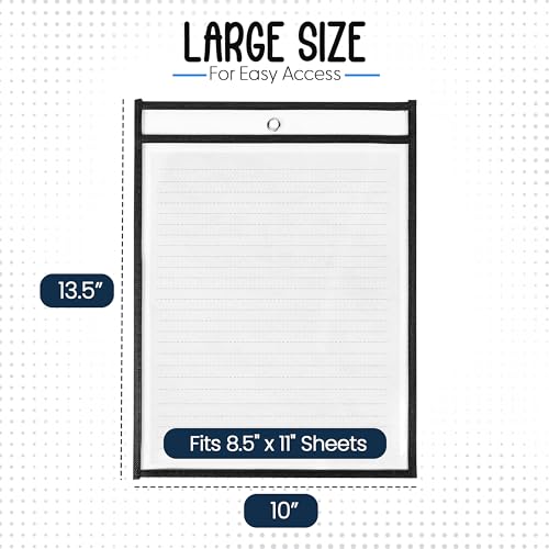 Essex Wares - 6 Pack, Black Dry Erase Pockets, 10" Wide x 13.5" Tall - color: Black