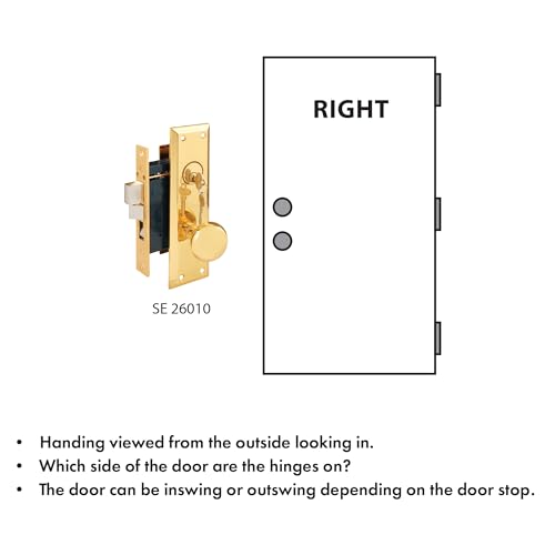 Segal SE 26010 Mortise Lock Set, Brass Right Hand, 2-1/2 In. Backset, Surface Mounted (Single Pack) - color: Brass