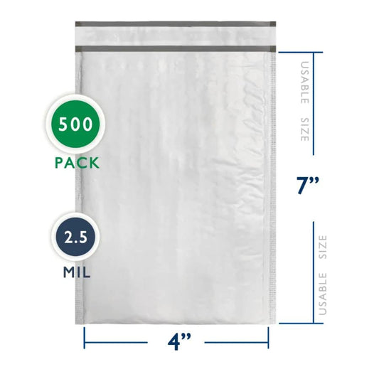 500 PC #000 4x8 Inches 500 Pack Inches Poly Bubble Mailers Shipping Padded Envelopes Self Seal Waterproof Cushion Envelopes - size: 4x8" 500PC