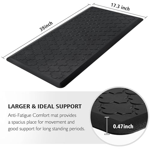 WISELIFE Kitchen Mat Cushioned Anti Fatigue Floor Mat, 17.3"x39", Black - color: Black, size: 1'5" x 3'3" (Rectangular)