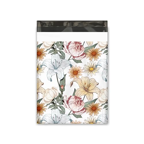 Pro Supply Global Vintage Floral Summer Designer Poly Mailers – 100 Packs 10"x13" Ideal Waterproof Self-Sealing Poly mailer, Tear-Resistant Shipping Bags & Printed Mailing Envelopes for Small Business - color: Vintage Floral, size: 10x13 inches