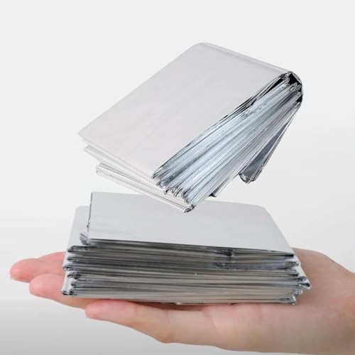 Emergency Mylar Thermal Blankets - Space Blanket Survival Kit for Camping, Hiking, Marathons & First Aid, Compact Reflective Blankets for Bug Out Bags & Outdoor Adventures