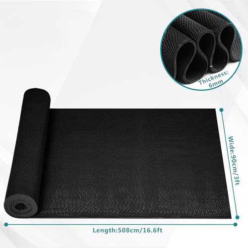 WochiTV Non Slip Drainage Mats PVC Pool Floor Mat 0.23'' Thick Outdoor Indoor Parking Space Mat for Bathroom Garage Basement Backyard Commercial Kitchen 3x16.6Ft Black - color: Black, size: 3 x 16.6 ft