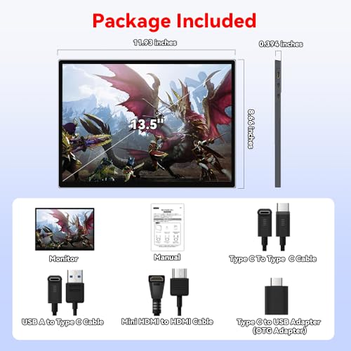 S135 13.5 Inches Portable Monitor for Switch/Switch 2 Laptop - size: 13.5"