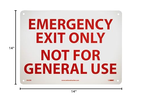 NMC M45RB EMERGENCY EXIT ONLY NOT FOR GENERAL USE Sign - style: Plastic