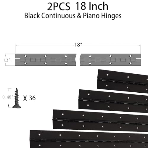 2Pcs 18inch Black Heavy Duty Stainless Steel Continuous&Piano Hinges - size: 18"-2PACK