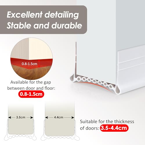 Under Door Draft Stopper - Strong Adhesive Seal Blocker, Soundproof Sweep, Weather Stripping, Noise Insulator for Bottom of Doors