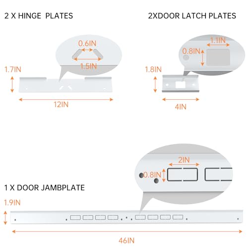 5-Piece Door Reinforcement Set for Jamb,Frame & Hinges Door Lock Security - color: White