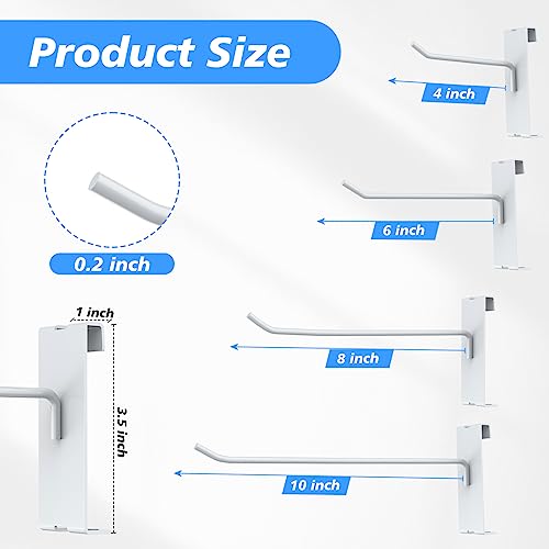 24 Pieces Gridwall Hooks 4/6/8 Inch Gridwall Panel Hooks Metal Gridwall Hanging Hooks Hangers White Commercial Grade Gridwall Pegs Gridwall Accessories for Garage Shop Retail Display (24, White) - color: White