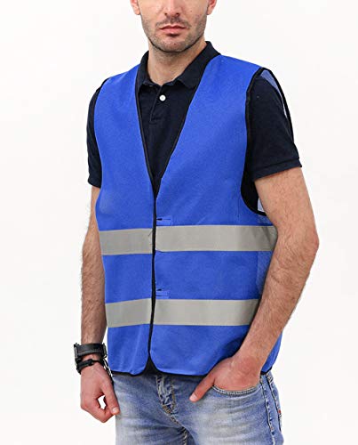 AIEOE Mens 5/10 Pack High Visibility Reflective Vest Hi-vis Bright Color Construction Safety Vest - color: 5 Pack-blue