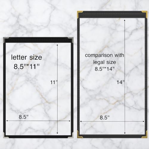 10Pcs Black PVC Clear Menu Covers 8.5x11, 1 Page 2 View - color: black with silver corners, size: 1 Page - 8.5" x 11"