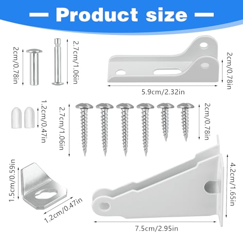 Screen Door Closer Bracket Kits, Storm Door Closer Replacement Parts, Compatible with Wright Products Screen Doors Stopper Parts with Brackets, Pins and Mounting Screws (White)