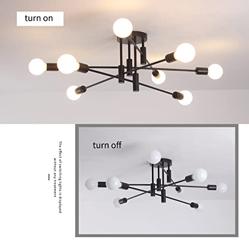 Garwarm Sputnik Ceiling Light Fixture, 8-Light Black Sputnik Chandelier - color: 8-Lights,Black-2