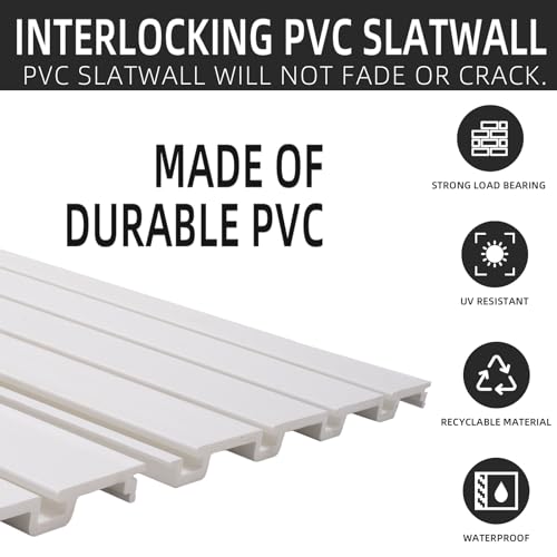 FRAYSCENT Slat Wall Paneling Garage Slat Wall Storage Systems Slatwall Panels Power Tool Organizer Wall Mount, PVC Garage Storage & Organization Products Slate Board (White, 4ft x 8ft) - color: White, size: 8x4ft