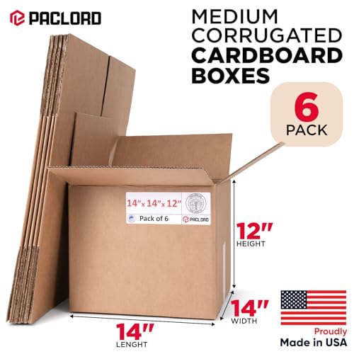 Medium Moving Cardboard Boxes 14"L x 14"W x 12"H (Pack of 6) - USA-Made Packing Boxes for Moving, Shipping, or Storage - USPS, UPS, FedEx Approved - Professional Packing Supplies - color: Pack of 6, size: Medium 14x14x12"