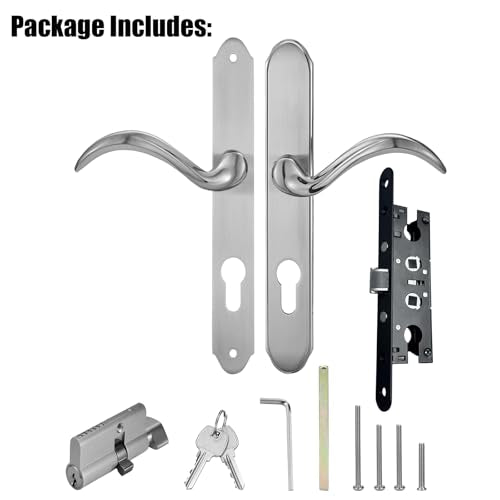 HauSun Storm Door Handle Set Replacement Kit with 2 Point Mortise Lock and Key,Security Door Keyed Lever Handle Fits for Pella or Larson Storm Door (Brushed Nickel) - color: Brushed Nickel