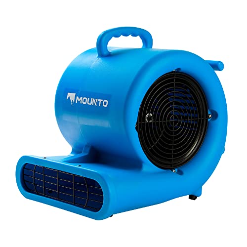 Mounto 1/3hp Air Mover 2000cfm Carpet Dryer Blower Floor Drying Fan - 3-Speed Air Mover w/Dual GFCI Outlet, 25ft Power Cord for Drying, Cooling, Air Circulation - color: Blue
