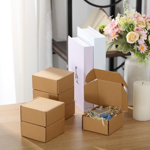 Qilery 100 Pcs 4x4x2'' Shipping Boxes Corrugated - size: 4x4x2''