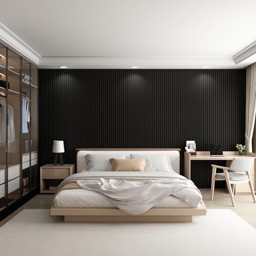 Slat Wall Panel 8-Pack, 108’’x6.1’’, Black - size: 108’’x6.1’’-Black