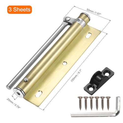 uxcell 3 Pcs 155mm/6.1" Spring Door Closer, Stainless Steel Automatic Door Closers with Adjustable Closing Speed for Home Self-Closing 5kg Door, Gold Tone - color: Gold Tone, size: 155mm