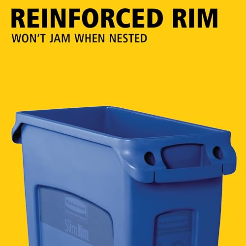 Rubbermaid Commercial Products Slim Jim Trash Can, Blue Recycle, 23-Gallon - color: Blue Recycle, size: 23 Gal