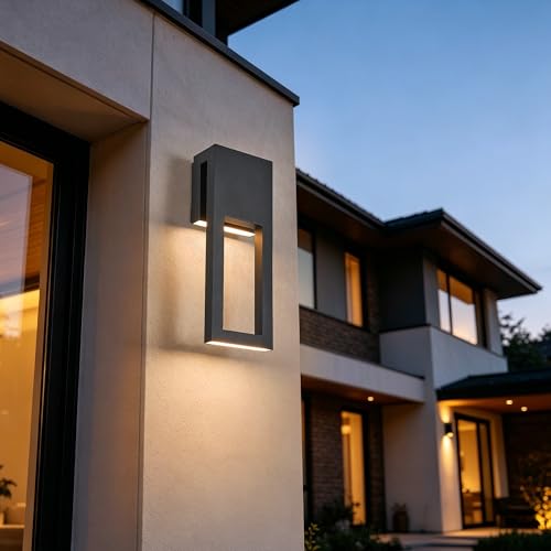 Set of 2 Dusk to Dawn Outdoor Wall Lights, Custom Mold Black Exterior Wall Mount Lamp, 110V Hardwired IP65 Weatherproof Exterior Lighting Fixtures for House Yard Backyard Balcony Entryway - color: 2Pack Textured Black(with Photocell)