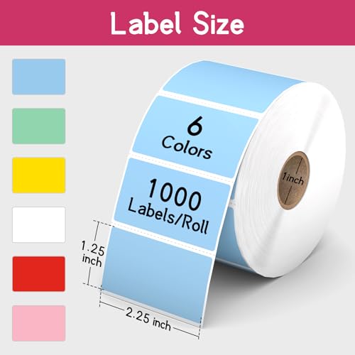 6-Color 2.25" x 1.25" Direct Thermal Label (6 Rolls, 6000 Labels) - size: 2.25" x 1.25"